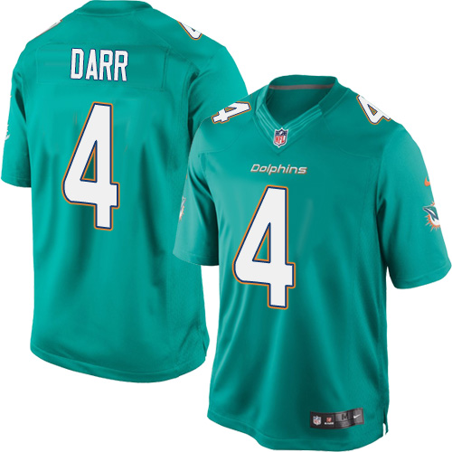 Men's Limited Matt Darr Nike Jersey Aqua Green Home - #4 NFL Miami Dolphins